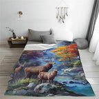 Animal Throw Blanket Soft Flannel Blanket 60"x50" in Bed Blanket Home Decor for Room Sofa Couch All Season