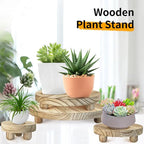 Wood Plant Stand Set of 4,mini Plant Stool 10 8 6 4 Inch, Wooden Display Risers Round Pedestal Counter Decor Holder Tiered Tray for Indoor Home Kitchen Patio Decoration (Light Brown-4pack)