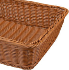 Yarlung 2 Pack Woven Bread Basket, Plastic Wicker Fruit Baskets 15.7 x 11.4 Inch, Imitation Rattan Food Serving Trays for Vegetables, Kitchen, Restaurant, Outdoor, Brown
