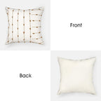 AELS 18x18 Decorative Boho Linen Throw Pillow Covers, Modern Farmhouse Textured Pillow Case, Set of 2, Tufted Stitch Stripe Cushion Cover for Bed Sofa Couch Living Room (Cover ONLY), Brown
