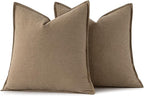 MIULEE Decorative Linen Pillow Covers 16x16 Inch Khaki Boho Farmhouse Neutral Winter Couch Throw Pillows for Bed Pack of 2 Accent Modern Pillowcase Sofa Livingroom Home Decor