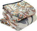 Boho Throw Blanket for Bed 100% Cotton Ultra Soft Rustic Quilt Floral Farmhouse Decor Bed Spring Blanket,80"x90" All Season Rustic Throw for Sofa Couch Chair
