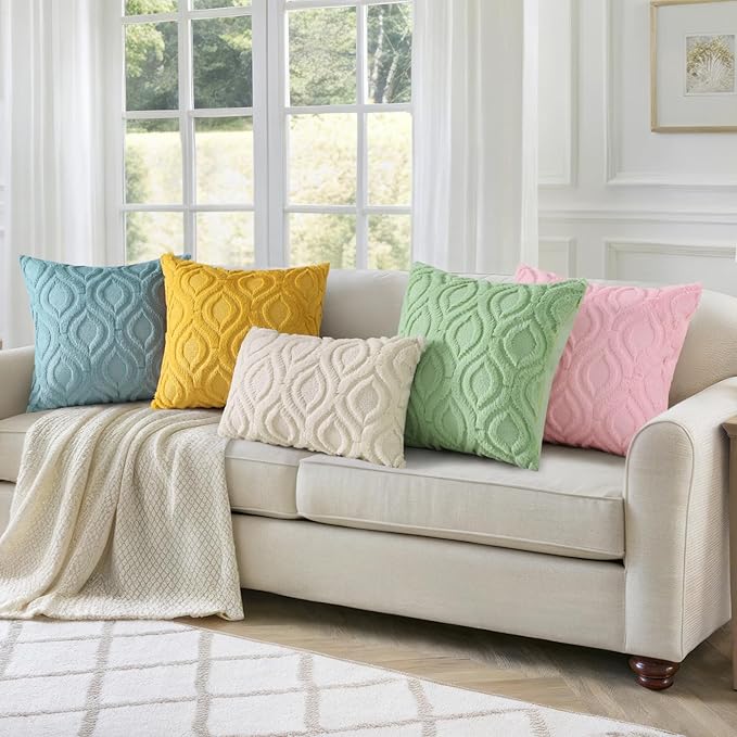 decorUhome Cozy Textured Euro Sham Throw Pillow Covers 24x24 Inch Set of 2, Soft Plush Faux Wool Light Pink Accent Couch Pillow Covers for Modern Farmhouse Sofa Bed Living Room