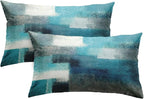 Britimes Throw Pillow Covers Modern Home Art Decor, 12 x 20 Inches Set of 2 Pillow Cases Decorative, Abstract Oil Painting Pillowcases for Bedroom, Living Room, Teal