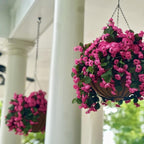 Hanging Baskets Artificial Flowers for Outdoor Interior Decor, Artificial Daisies Flowers Shrubs Plants with Baskets for Home Porch Garden Patio Patio Spring Summer Decor(Pink)
