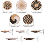 HJJWNDDNG 5 Pack Boho Wall Basket Decor Set, Hanging Woven Seagrass Rattan Wicker Boho Wall Decor, Round Farmhouse Wall Hanging Baskets Rustic Flat Wall Art for Living Room Bedroom Kitchen