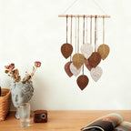 VEELAM Macrame Wall Hanging Leaf Decor Small Boho Art Tapestry for Living Room Bedroom Decoration, Brown