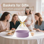 Woven Basket,Small Rope Storage Bin with Handles & Ribbon Bag, Organizer for Shelves Closets,Gift Basket Empty for Birthday,Books,Dog Toys, Purple/2 Pack