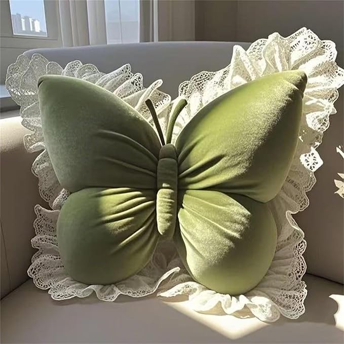 Butterfly Sofa Pillow Animal Floor Reading Pillow Car Cushion (Green, 50cm)