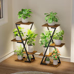 Plant Stand Indoor with Grow Lights - 2 Pack Corner Plant Shelf Indoor, 32" Tall Lighted Plant Stand for Indoor Plants, 6 Tiered Z-Shape Flower Stands Display Holder for Living Room, Decor, Black