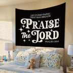 STHTTSW Vintage Christian Bible Wall Tapestry,“Let everything that has breath praise the Lord, Christian Gift for Women, Inspirational Wall Decor Tapestry for Bedroom, Living Room Dining Room Office