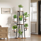 HOOBRO Plant Stand Indoor with Grow Lights, 7-Tier Plant Shelf for Multiple Indoor Plants, 47.2” Corner Plant Stand Organizer with Metal Frame, for Living Room, Balcony, Patio, Rustic Brown BF04DHJ01