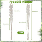 Set of 2 Boho Macrame Plant Hanger, 37 Inch Extra Long Plant Hangers Indoor, Hanging Plant Holder for Indoor Plants, Macrame Pot Holder, Hanging Macrame Basket Indoor Garden Decor