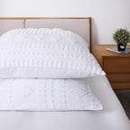 White Euro Sham Covers Shabby Chic Boho Tufted 26x26 Set of 2 Euro Pillow Covers Poms Diamonds Moroccan Embroidery Decorative European Large Pillow Cover