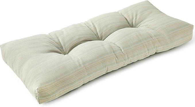 SUNROX LokGrip Non Slip Tufted Memory Foam Bench Cushion, FadeShield Water Resistant Durable Thicken Outdoor/Indoor Bench Seat Pads 36x14x4 inch, Seaside Breeze