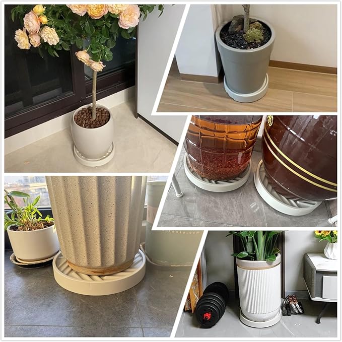 2 Pack Plant Caddy with Wheels,12" Rolling Plant Stand 165 LBS Heavy Duty with Hidden 360 ° Rotating Silent Wheel Wheels for Outdoor Indoor Large Plant Pots, Flower Pot, Patio