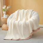 Snuggle Sac Ultra Soft Throw Blanket for Couch Bed Sofa 50x60 inches, Reversible Cream Blanket Microfiber Fluffy Fuzzy Cozy Knit Throws for Women Mothers Birthday Gifts