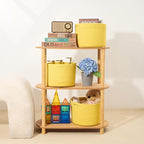 Small Basket for Organizing | Cube Shelf Closet Storage Baskets | 9.7×9.7×7.1” | Woven Rope Gift Basket | Nursery | Round 3 Packs Yellow