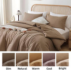 ROSGONIA Oversized King Comforter 128x120, 3pcs Super King Plus Comforter (1 Dark Khaki Comforter & 2 Pillowcases) Lightweight Oversized King Bedding Set Quilt