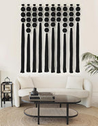 IOWER Large Macrame Wall Hanging Black Macrame Wall Decor Sphericity Cotton Textile Wall Hanging Boho Wall Decor Art Fiber Yarn Art Handmade 39" Wx39 L