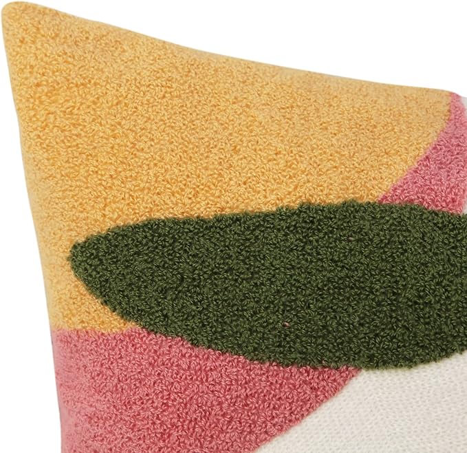 JASEN Abstract Boho Pillow Covers 20x20,Soft Mid Century Geometric Floral Decorative Throw Pillows for Couch Bed Sofa Bedroom（Only 1 Pillow Cover）