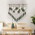 lokeisna Macrame Wall Hanging, Woven Tapestry Beige & Dusty Rose Handmade Craft Macrame Wall Decor, Gallery & Nursery, White Green