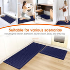 Kitchen Mats, 2PCS Kitchen Rugs, Cushioned Anti Fatigue Kitchen Mats for Floor, Non-Slip Standing Desk Mat, Waterproof Kitchen Rug Set for Kitchen, Floor, Office,17.3"×30"+17.3"×59",Blue
