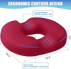 BlissTrends Donut Pillow Seat Cushion, Donut Chair Cushions for Postpartum Pregnancy & Hemorrhoids, Tailbone Pain Relief Cushion, Memory Foam Lifting Cushions for Office & Home Chairs (Red, X-Large)