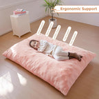 MAXYOYO 3 in 1 Kids Bean Bag Chair Bed, Child Floor Sofa for Gaming, Reading, Faux Fur Floor Mattress with High-Density Foam Filling for Living Room Bedroom