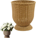 12 Inch Hand Woven Rattan Planter Pot with Stand - Large Decorative Basket for Indoor Plants, Flowers, and Storage - Boho Home Decor for Living Room, Patio, and Entryway (Ginger)