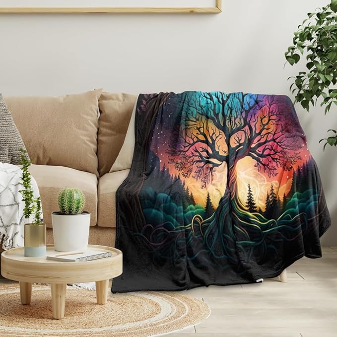 Tree of Life Throw Blanket Soft All Season Fleece Blanket Sofa Bed Lightweight Blanket Print Cute Stuff for Men and Lovers Super Soft and Comfortable Warm Flannel Throw Blanket Sofa 40"x50"