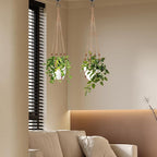 Jute Macrame Plant Hanger Indoor Set of 4 Hanging Planter Basket Flower Pot Holder with Decorative Wood Beads & No Tassels for Indoor Outdoor Boho Home Decor, 35 Inch Brown (Pots Not Included)