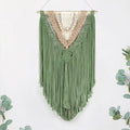 HVEST Macrame Woven Wall Hanging Handmade Boho Tapestry Green Home Decor, Bohemian Tapestry Aesthetic Wall Decoration for Bedroom Living Room Apartment Nursery Backdrop