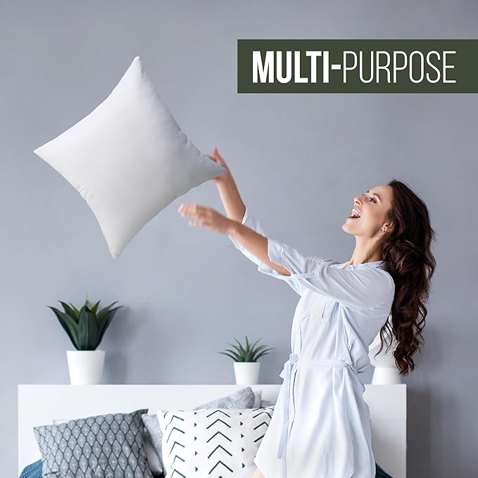 Utopia Bedding Throw Pillows (Set of 1, White) – 20 x 20 Inches Down Alternative Pillows for Bed, Sofa, and Couch - Fluffy Decorative Stuffer Pillow for Indoors & Outdoors (Pack of 2)