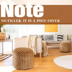 2 Pcs 20 x 15 Inch Unstuffed Pouf Cover Ottoman Foot Rest - No Filler, Faux Rabbit Fur Foot Stool Floor Bean Bag Floor Chair Storage for Living Room Bedroom Home Decor(Brown)