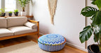 CRAFT KALA 18" Round Large Hippie Mandala Meditation Floor Ottoman Pillow Cushion Pouf Cover Square Poufs Bohemian Circle Floor Cushion Case Outdoor Fireplace Yoga Living Room Decor Cover Blue Ombre