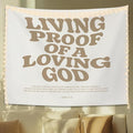 STHTTSW Christian Tapestry, Living Proof Of A Loving God Bible Verse Tapestries, Religious Scripture Wall Hanging Decor for Nursery Church Prayer Room Home Office, 50x60 Inch
