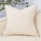 Yangest Patchwork Pillow Cover 20x20 Inch Luxury Cotton and Linen Cushion Cover Faux Leather Pillowcover for Couch Bedroom Living Room, White