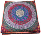 ICC Large Square Floor Pillow Cover Hippie Ottoman Pouf Cover Daybed Cotton Mandala Cushion Cover with Heavy Duty Zipper Seating Ottoman Poufs Dog-Pets Bed (Purple 6 kaam Flower, 35" Square)