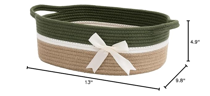 CHICVITA Small Storage Basket for Gifts Empty, Cute Decorative Basket for Living Room, Baby Gift Basket for Nursery, Rope Basket for Home Decor, 13 x 9.8 x 5 inches