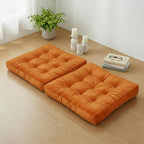 Meditation Floor Pillow Set of 2, Large Velvet Floor Pillows for Sitting, Tufted Floor Seating Cushions for Adults, Big Pillows for Yoga & Living Room, 22x22 Inch, Orange