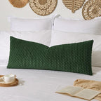 Kevin Textile 20x54 Inch Long Body Lumbar 1 Pack Boho Decorative Throw Pillow Cover Soft Striped Corduroy Rectangle Cushion Case Farmhouse Accent for Living Room Couch Sofa Bed, Dark Green