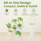 7 Tier Plant Stand Indoor Outdoor, Corner Tiered Plant Stands, Planter Display Rack for Multiple Plants, Wrought Iron Flower Stand, Folding Tall Plant Rack Shelf for House Patio Garden - WhiteWave