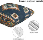 Western Native American Blue Pillow Covers 18x18 Set of 2, Southwestern Boho Aztec Throw Pillow Covers Outdoor Decorative Pillow Case for Couch Bed Sofa Cushion Home Decor