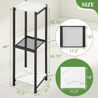 Extra Tall Plant Stand Indoor,40 Inch Plant Stands,3 Tier Metal Plant Stand with Heavy Duty Wood and Metal Mesh Shelf,Marble White and Black