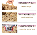 Hanging Magazine Basket, Woven Wall Magazine Holder Organizer with Handle for Mail, Files, Books - Water Hyacinth Farmhouse Storage Rack for Bathroom, Kitchen, Office
