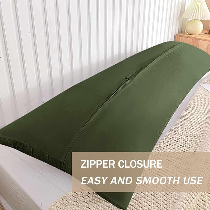 Nanko Body Pillow Case Cover 1 Pack 20x54 with Zipper, Dark Green Tufted Jacquard Boho Shabby Chic Microfiber Extra Long Decorative Pillow Covers/Pillow Shams, Soft Body Pillowcase for Women Men