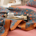 100% Cotton Jacquard Quilt Rustic Floral Leaves Print,Soft Muslin Bed Cover 3 Layers Reversible Bedspread Coverlet Breathable Lightweight Bedding,King(98"x94"), No Pillow Sham