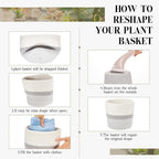 3 Pcs Cotton Rope Plant Basket with Plastic Liner Rustic Plant Basket Planters Modern Woven Decorative Pots for Home Flower Indoor Storage Decor, 7.5 x 6.5 Inches(White, Gray)