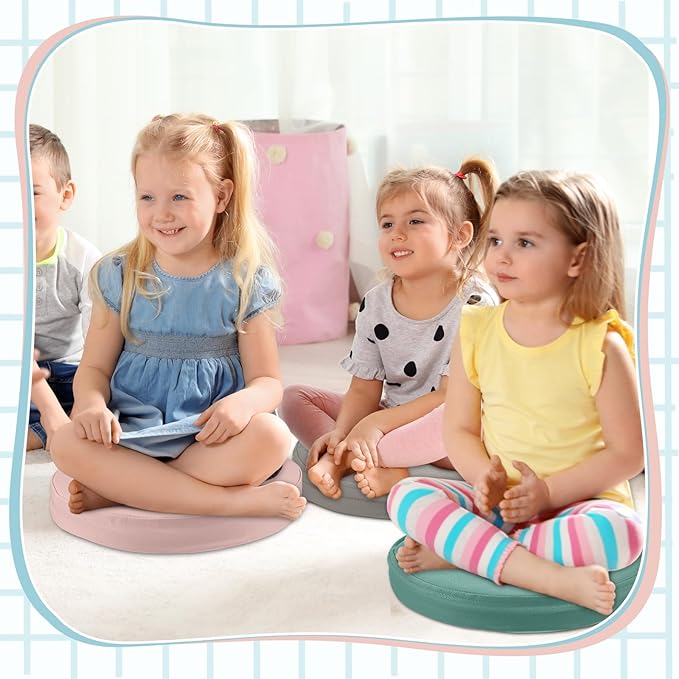 Juexica 8 Pcs Extra Thick Flexible Seating Floor Cushions Assorted Colored Floor Pillow Classroom Seat Cushions Soft Classroom Seating for Kids Learning Daycare School Chair(Light Morandi)